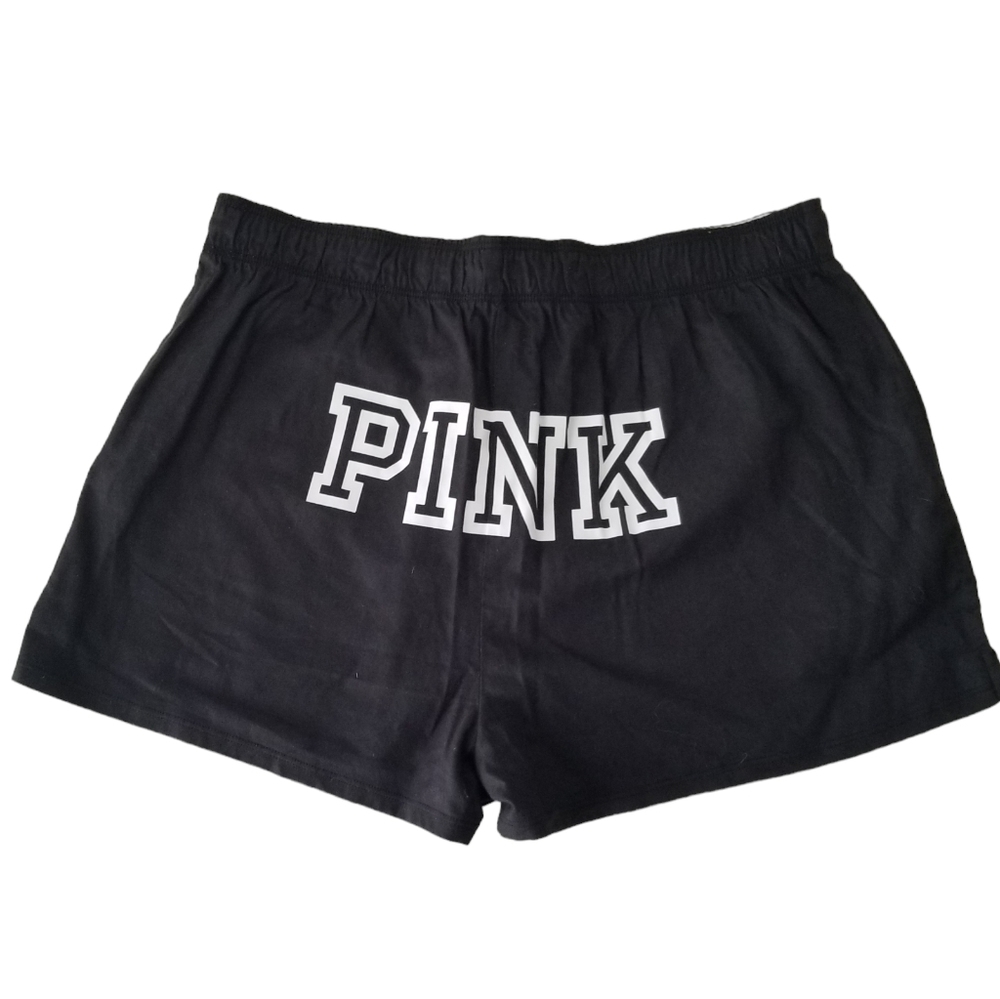 NWT PINK Graphic Logo Boyfriend Lounge Shorts, Black Size XS